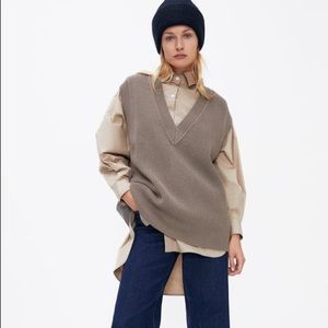 ZARA Taupe Gray Knit Vest
